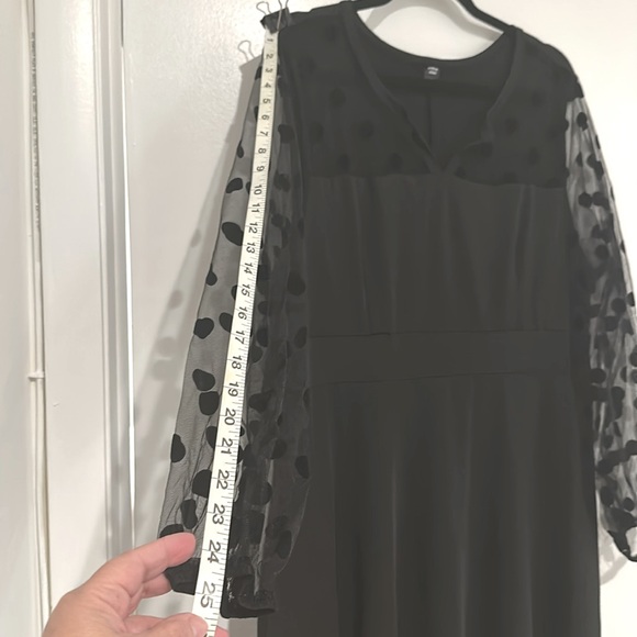 SHEIN Curve 2XL Black Dress w/Sheer Long Sleeve - Picture 5 of 7